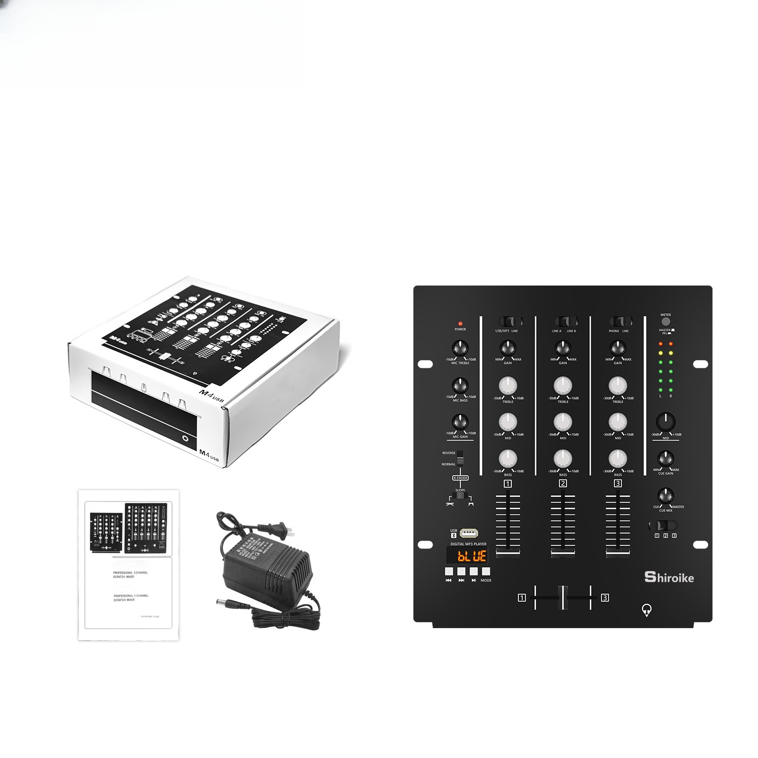 Audio Interface - 4-kanałowy mikser DJ, profesjonalna konsola miksująca