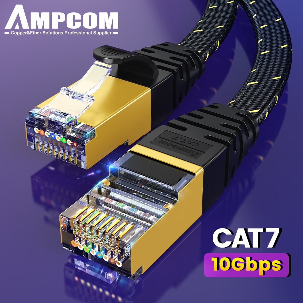 Rj45 Jack - AMPCOM CAT7 Kabel Ethernet Płaski kabel