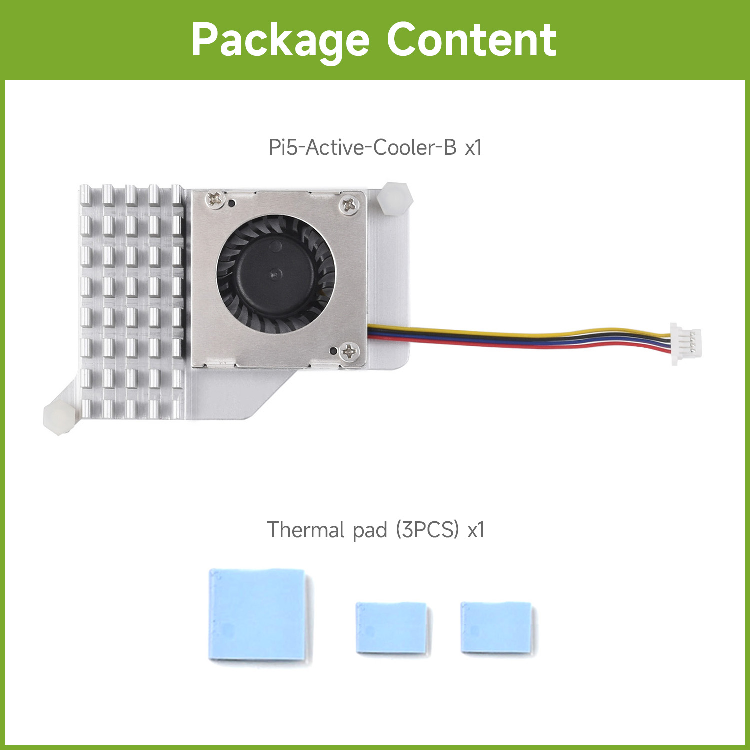 Heatsink Aluminum - Aktywny cooler Waveshare (B) do Raspberry